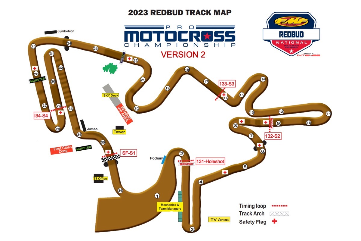 AMA Pro Motocross 2023 RedBud Track Map