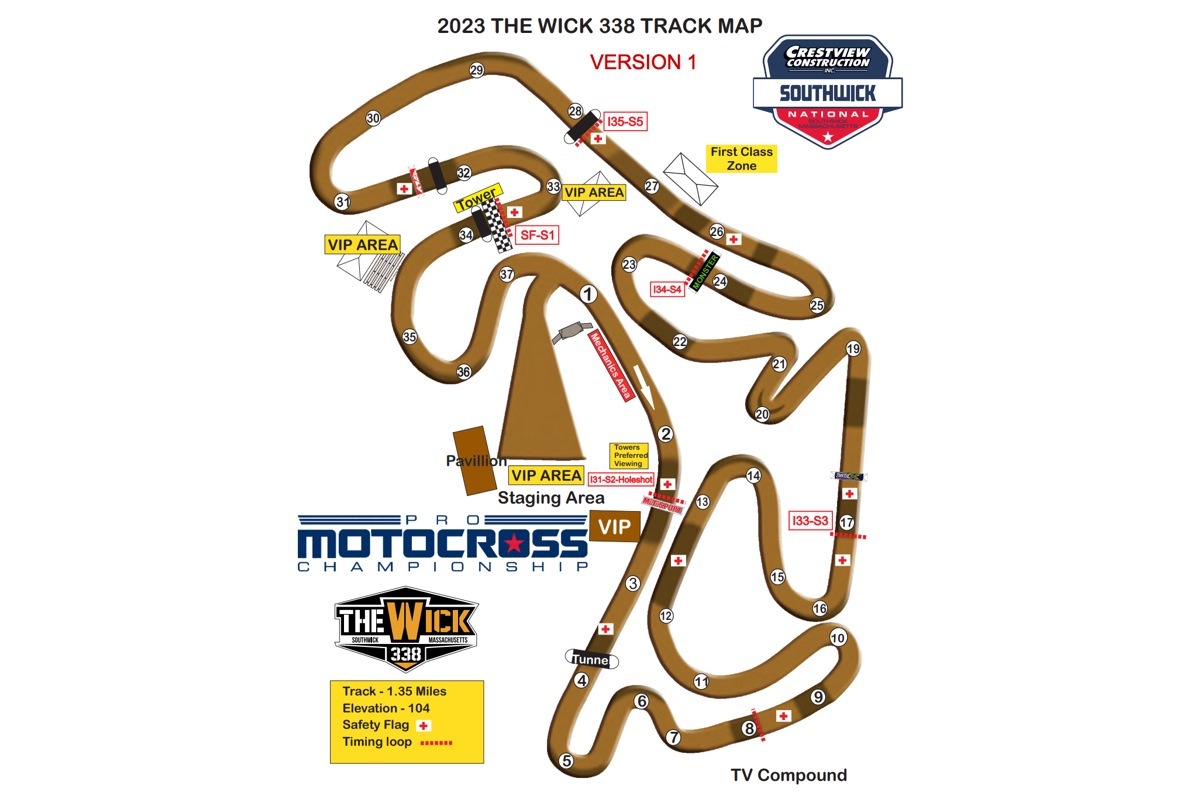 AMA Pro Motocross 2023 Southwick Track Map